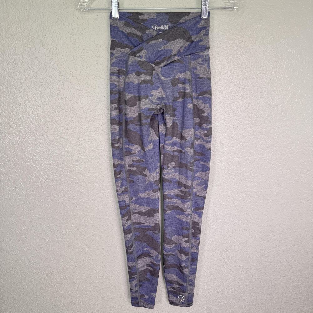 Bombshell Sportswear Blue Gray Camo High-Waist Leggings
